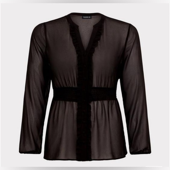 TORRID SMOCKED RUFFLE BLOUSE - Picture 5 of 6